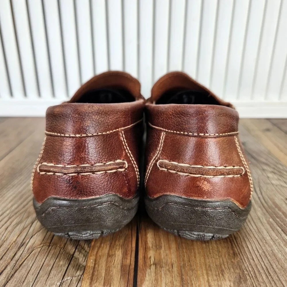 Johnston & Murphy Fowler Penny Loafer Mens Sz 9.5M Brown Leather Sheepskin Shoes